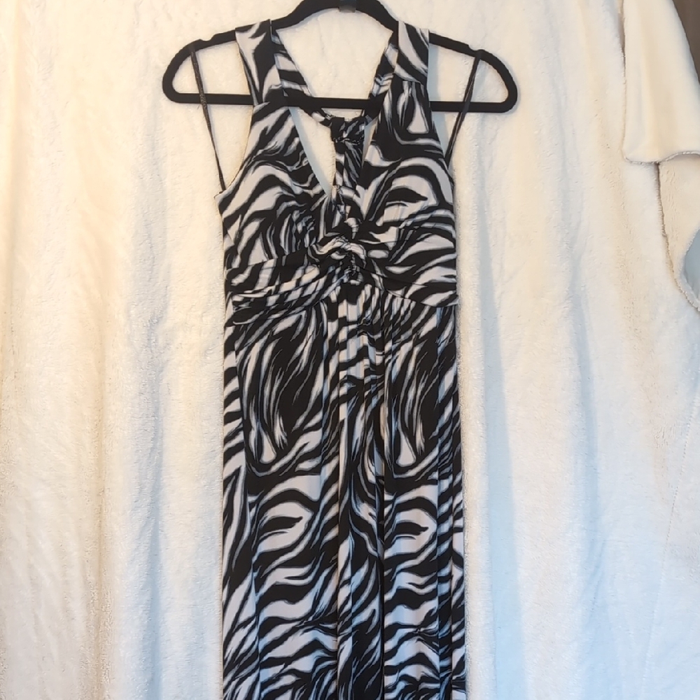 Black and White Zebra Print Maxi Dress